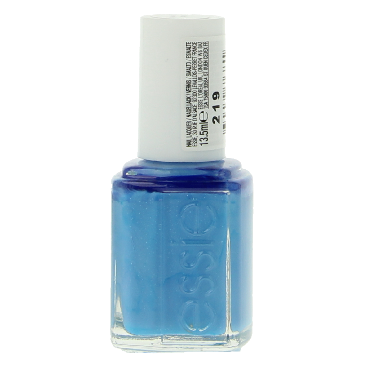 Essie Bikini So Teenie nail polish bottle, 13.5ml, in bright coral pink for summer manicures.