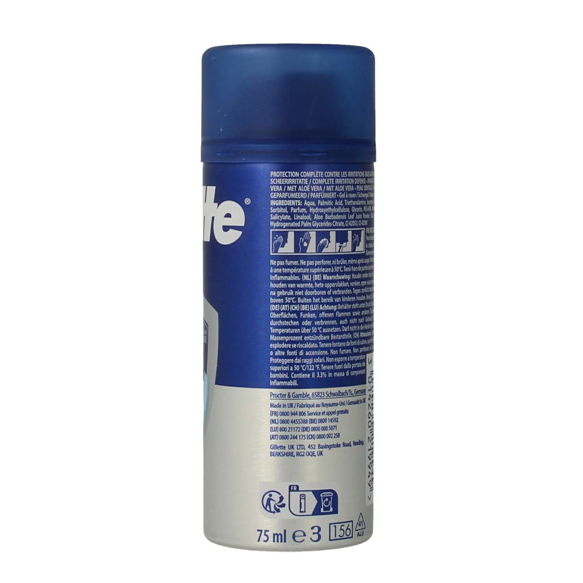 Gillette Series scheergel voor gevoelige huid, 75 ml, huidvriendelijke scheer- en ontharingsgel in een tube.
