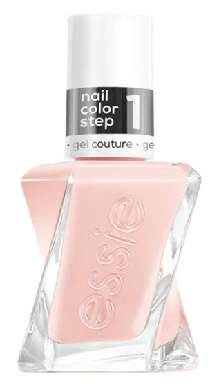 Essie Gel Couture Fairy Tailor nail polish bottle, 13.5ml, with colorful label and transparent cap, showcasing vibrant nail color.