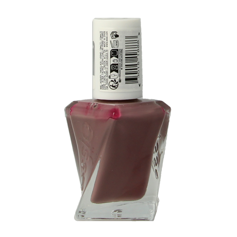 Essie Gel Couture Take Me to Thread nail polish bottle, 13.5ml, with pink and metallic finish, makeup product.