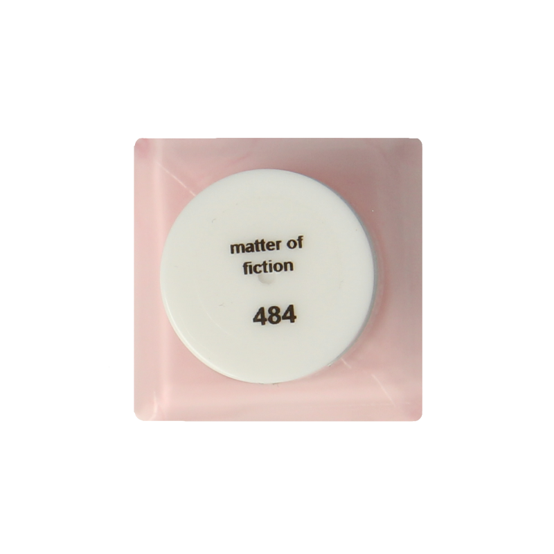Essie Gel Couture matte nail polish in shade 484 Matter of Fiction, 13.5ml bottle, with a close-up of the bottle and cap.