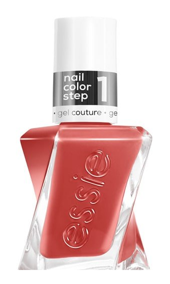 Essie Gel Couture 549 Woven at Hart nail polish bottle, 13.5ml, with colorful woven design on the label and sleek packaging.