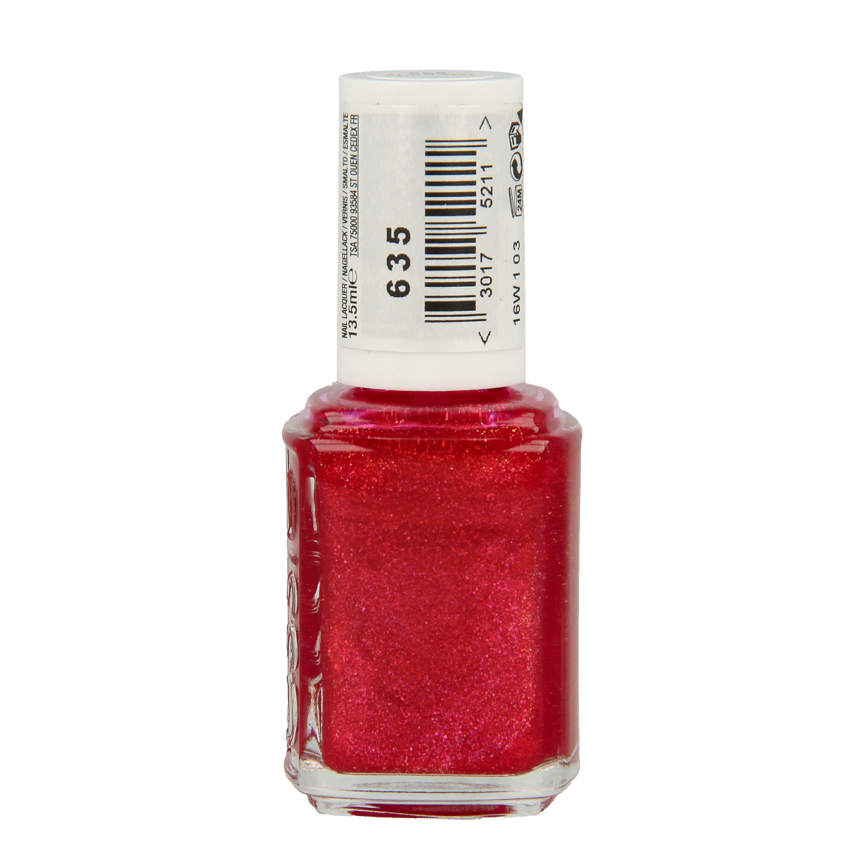 Essie Gifting shade 635 Lets Party nail polish bottle, 13.5 ml, with vibrant pink color and elegant packaging.