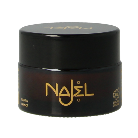 Najel Aleppo vanilla lip balm in 12g container, nourishing lip care with natural ingredients and vanilla scent.