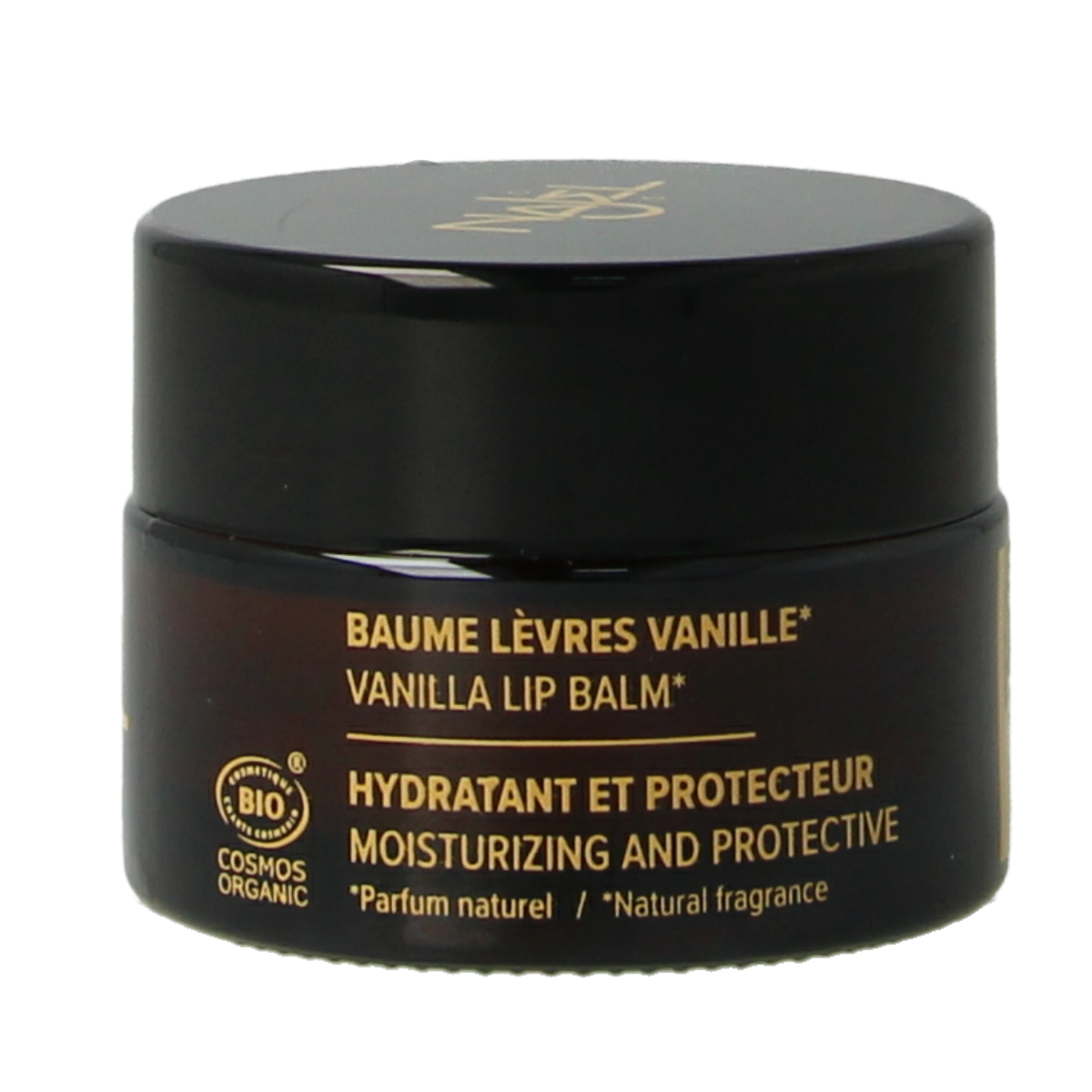 Najel Aleppo vanilla lip balm in 12g, natural lip care product with vanilla flavor, featuring a sleek container and smooth texture.
