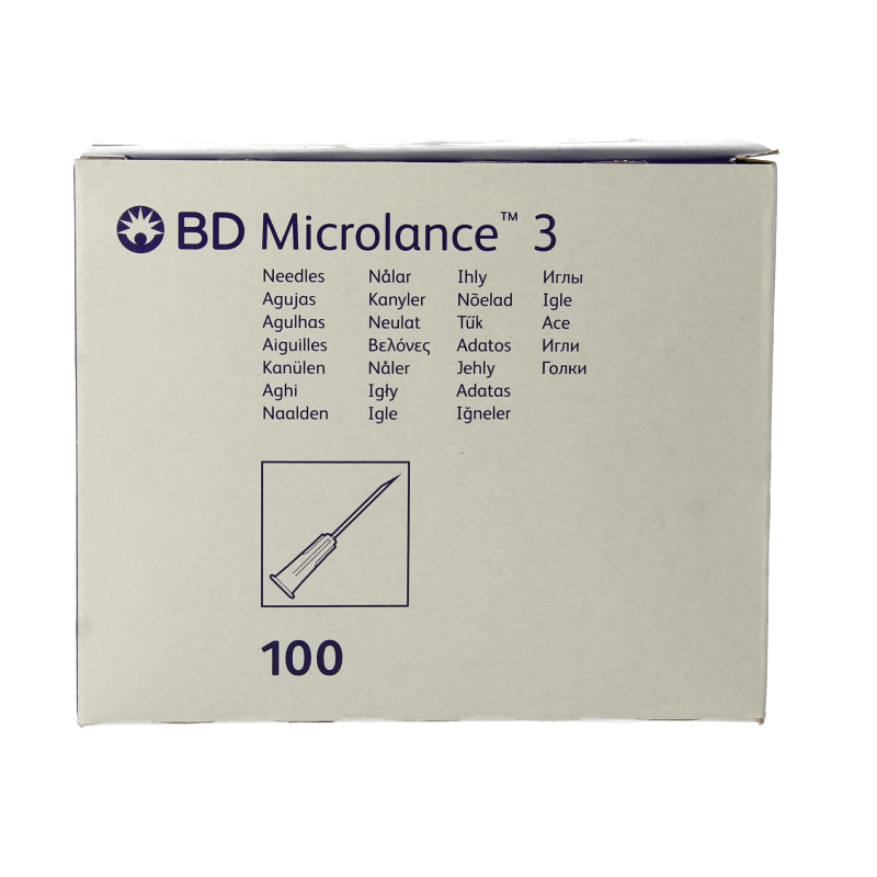 Becton Injectienaald B/D microlance 0.80 x 40 mm, sterile lancet for blood sampling, 100 pieces in packaging.