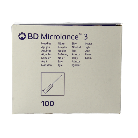 Becton Injectienaald B/D microlance 0.80 x 40 mm, sterile lancet for blood sampling, 100 pieces in packaging.