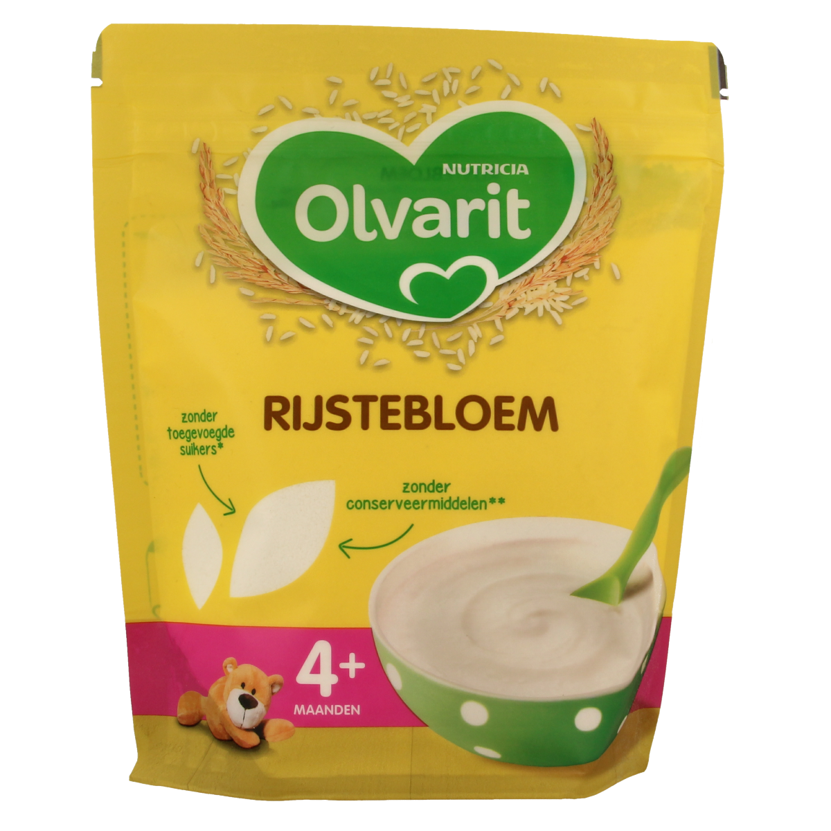 Olvarit baby rice flour for 4+ months, 200g package, suitable for baby and toddler nutrition, with a clear product label.