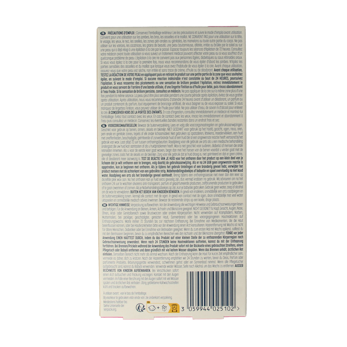 Veet koude waxstrips voor gevoelige huid, 20 stuks, geschikt voor scheren en ontharen, zichtbaar in de afbeelding.