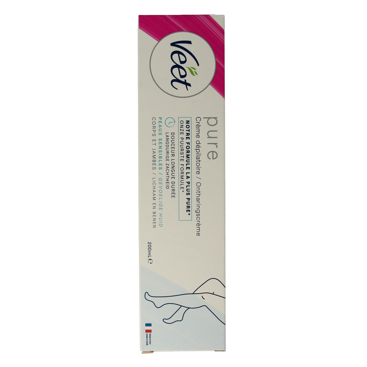 Veet sensitive skin hair removal cream in 200ml bottle, ideal for gentle shaving and hair removal on delicate skin.