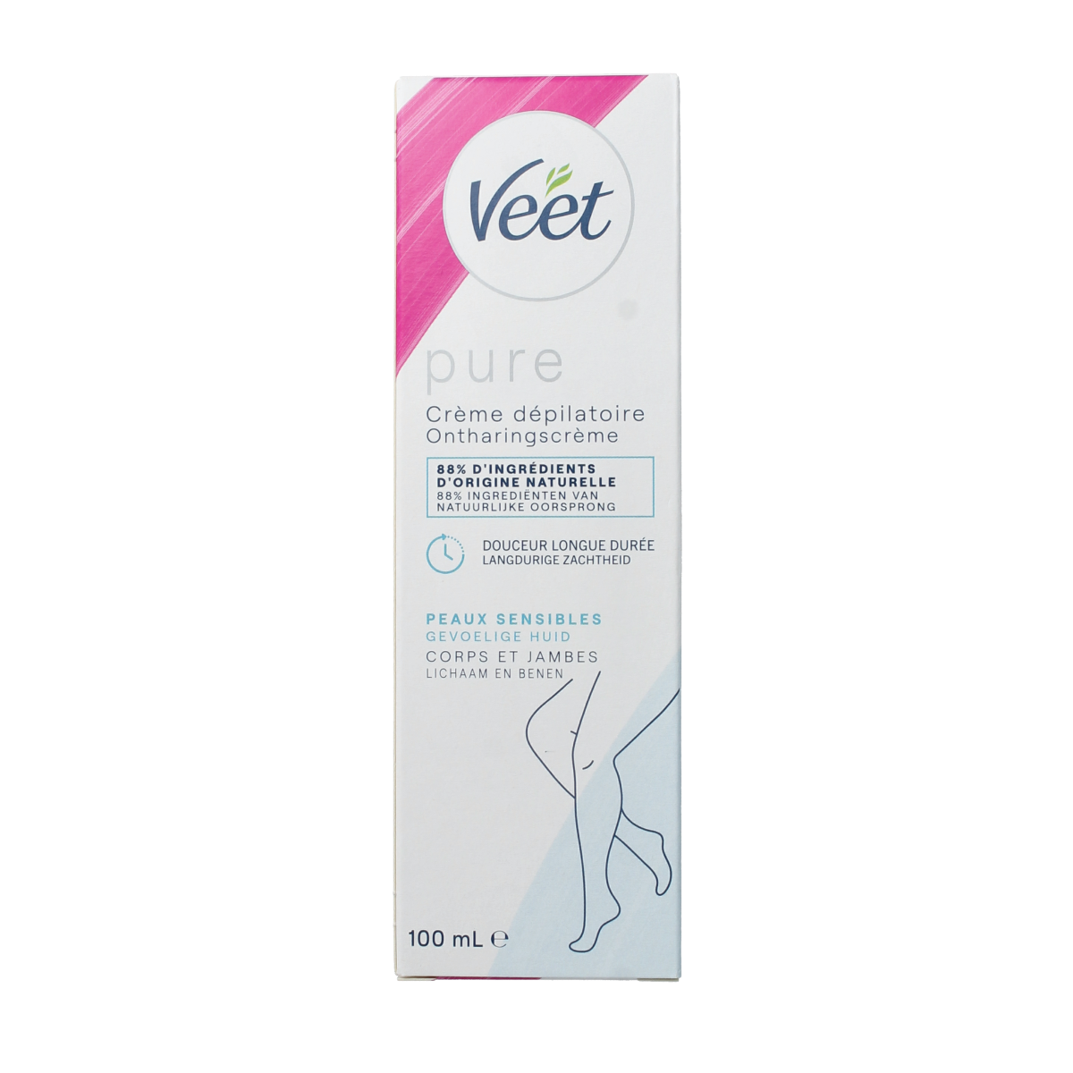 Veet Ontharingscreme voor gevoelige huid, 100 ml, scheer- en ontharingsproduct in een witte tube