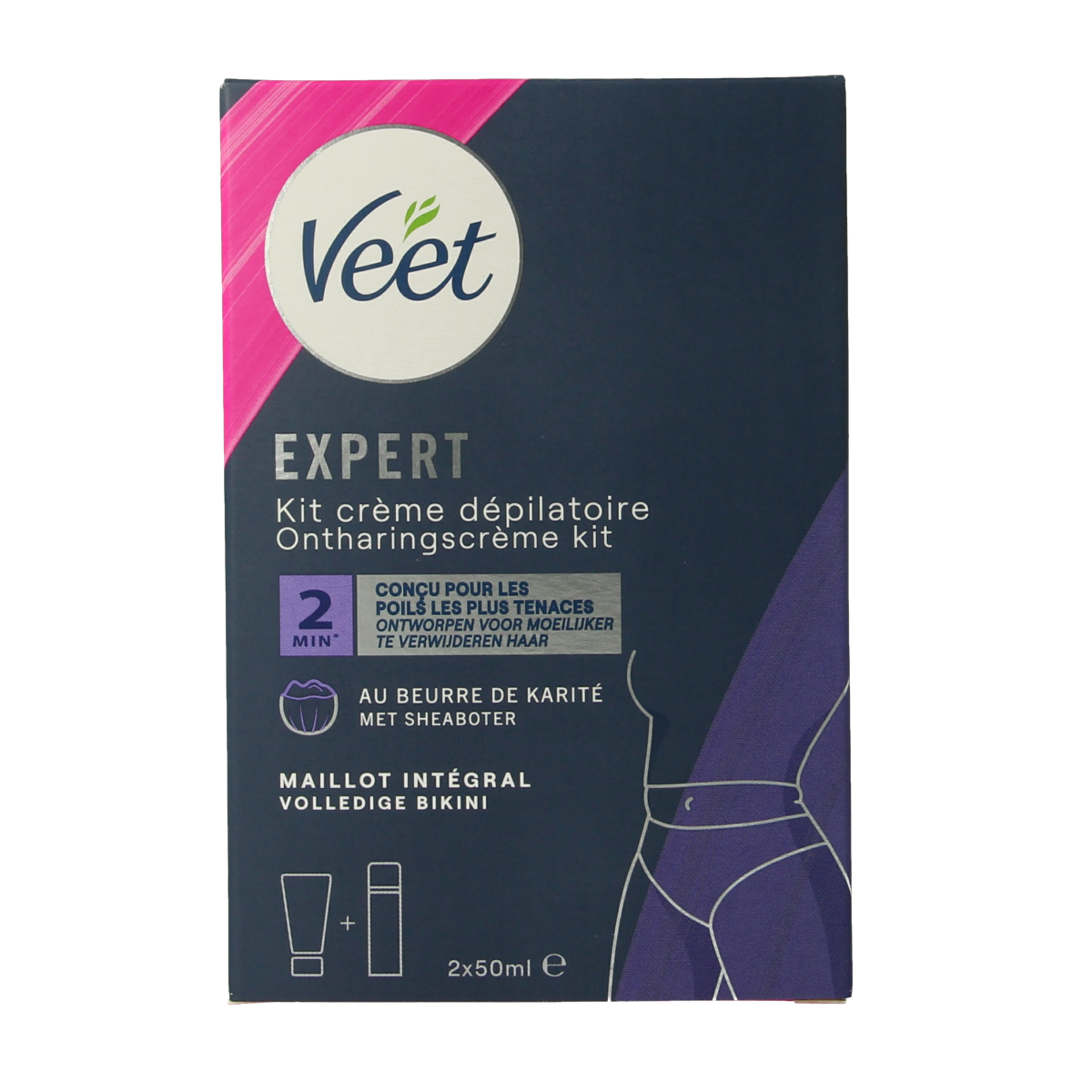Veet Expert ontharingscrème voor bikini, 100ml, Scheren en Ontharen, creamy formula for gentle hair removal.