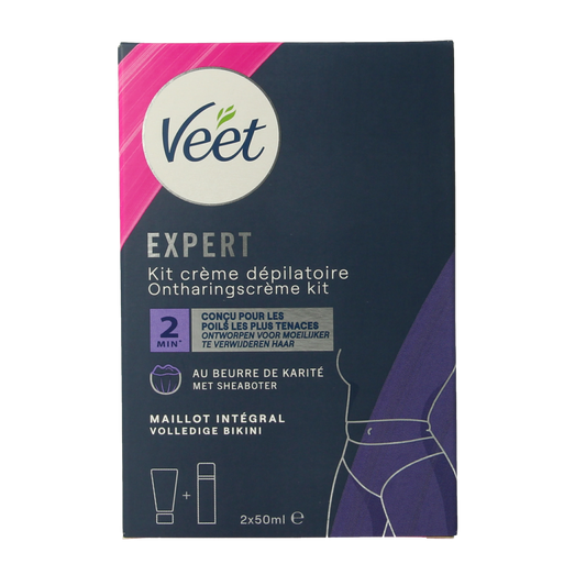 Veet Expert ontharingscrème voor bikini, 100ml, Scheren en Ontharen, creamy formula for gentle hair removal.