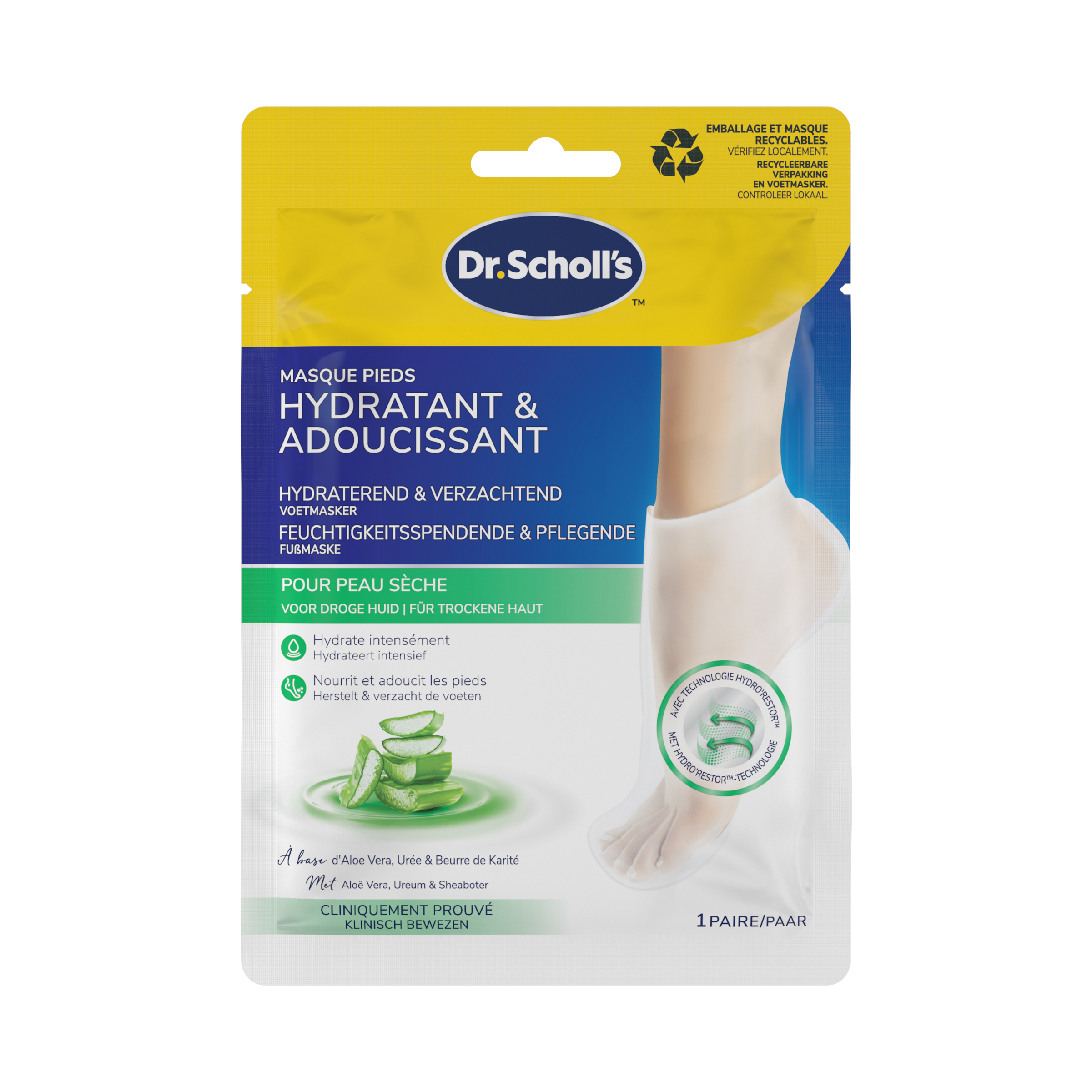 Dr. Scholl's Voetmasker hydra & verzachtend aloe vera 1.00 Paar