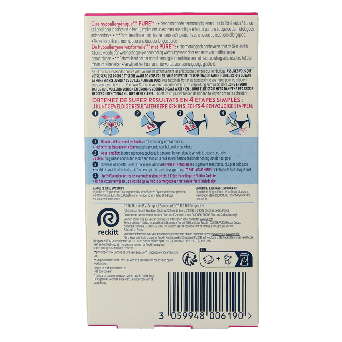Veet Mimima koude wasstrips bikini hypoallergeen, 16 stukjes, for gentle hair removal in the bikini area.