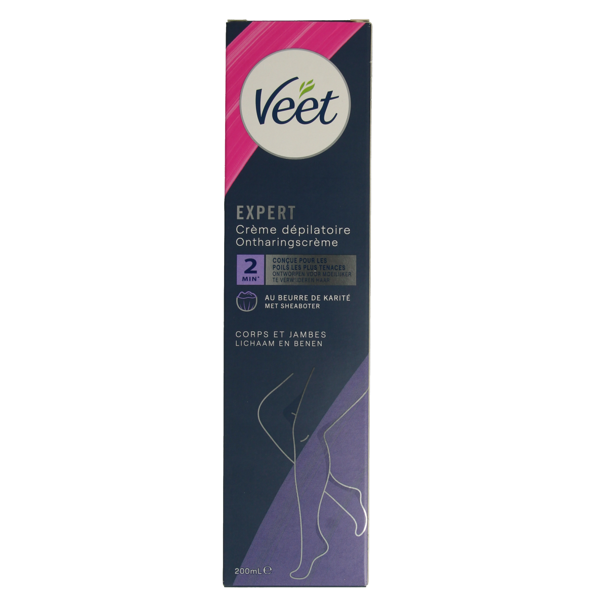 Veet Expert ontharingscreme voor benen, 200 ml, vrouwelijk gebruik, crème voor zachte en gladde benen.