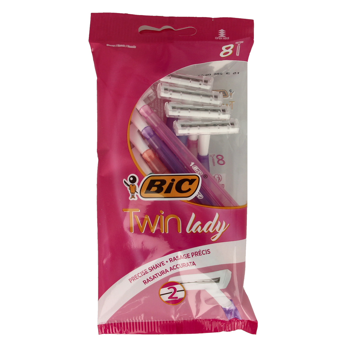 BIC Twin Lady shaver pouch with 8 scheerinstrumenten, compact and portable for personal grooming and shaving needs.