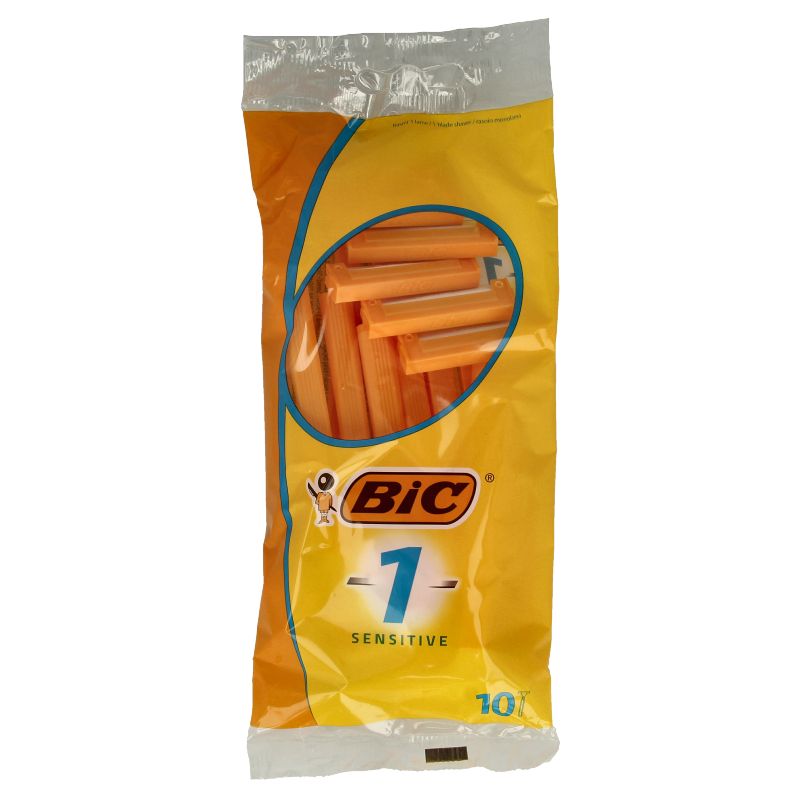 BIC Sensitive razor blades in a pack of 10, compatible with shavers, designed for gentle and effective shaving.