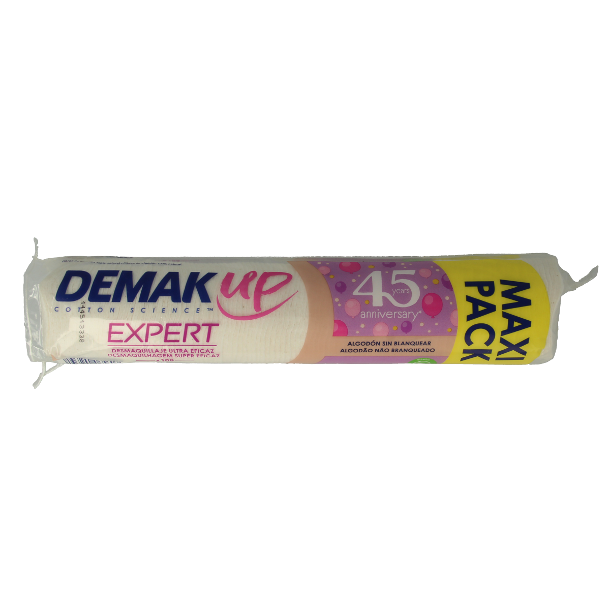 Demak Up Wattenschijfjes regular round facial cleansing cotton pads in a container, 108 pieces for skincare.