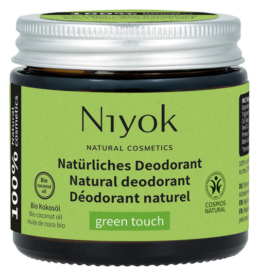 Niyok Green Touch deodorant spray in 40ml bottle, featuring a sleek design and fresh green scent for everyday use.