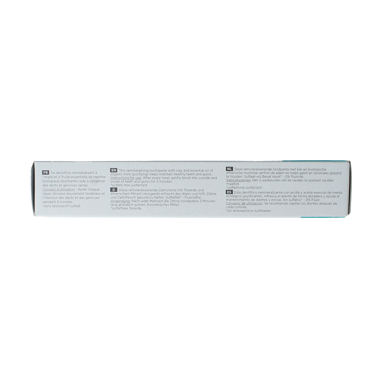 Cattier mint toothpaste tube, 75ml, natural oral care product with fresh mint flavor and eco-friendly packaging.