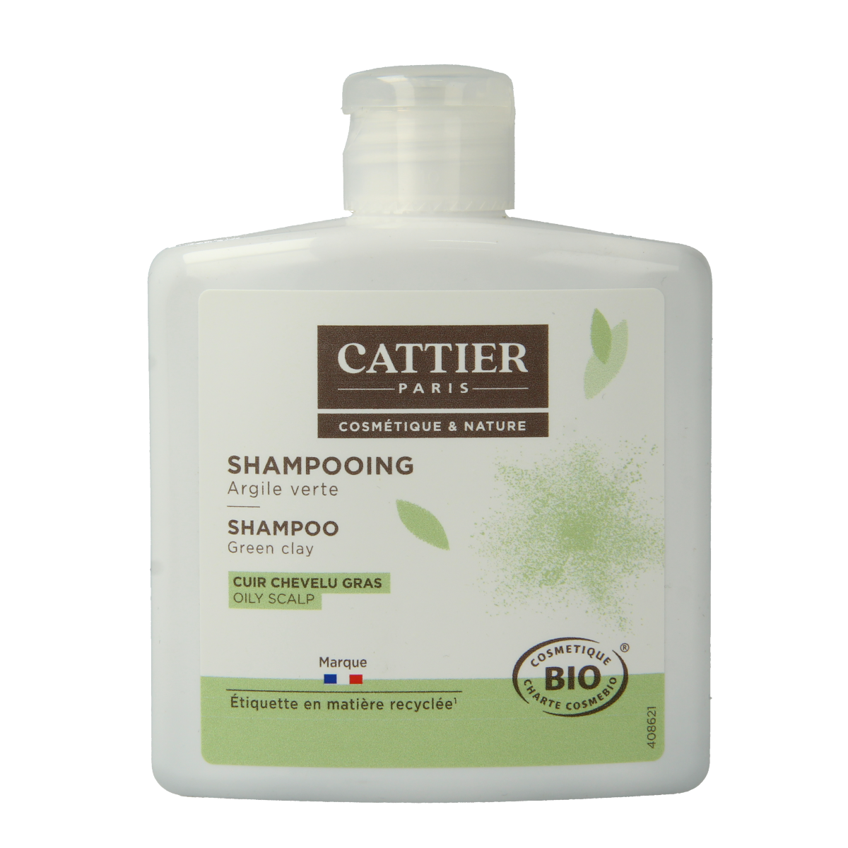 Cattier Vet Haar Groene Klei Shampoo 250ml, natural hair care product with green clay for cleansing and scalp health