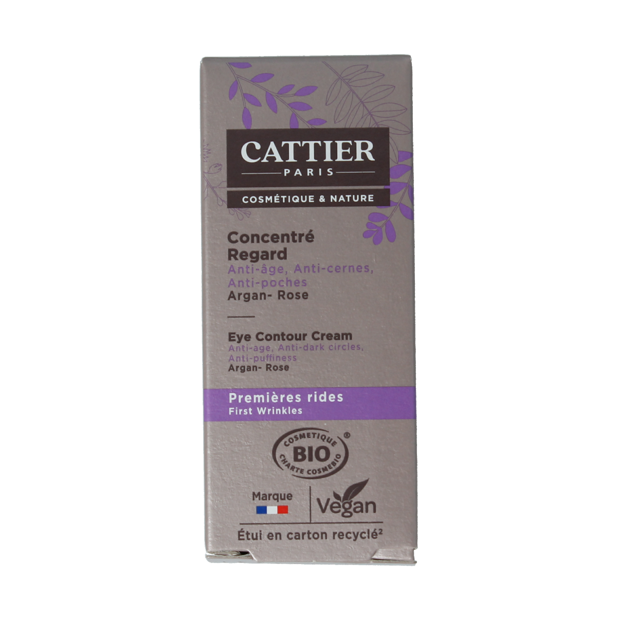 Cattier Rose Brightening Eye Cream in 15ml, a nourishing eye care product with natural ingredients for brightening and contour.