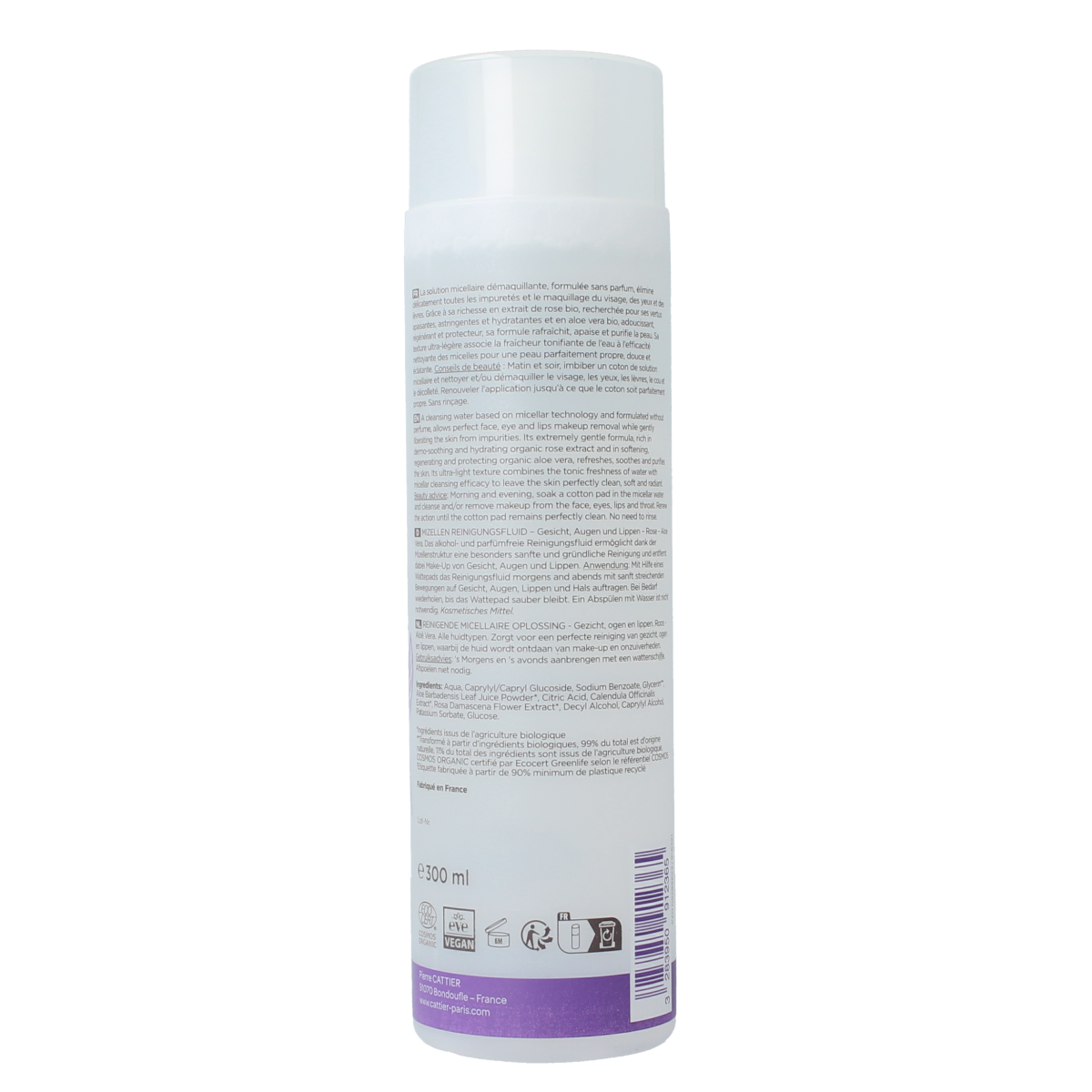 Cattier Reinigende oplossing Perle d'Eau gezicht schoonmaakproduct in 300ml bottle, suitable for facial skincare.