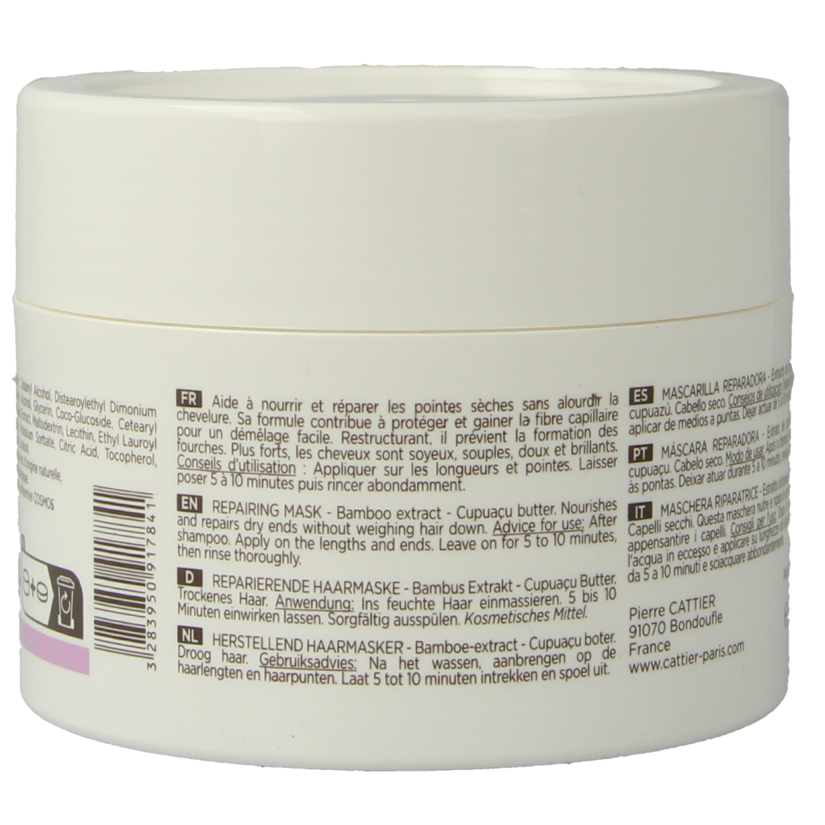 Cattier Haarverzorging haarmasker in 200ml bottle, nourishing hair treatment with natural ingredients, shown in the image.