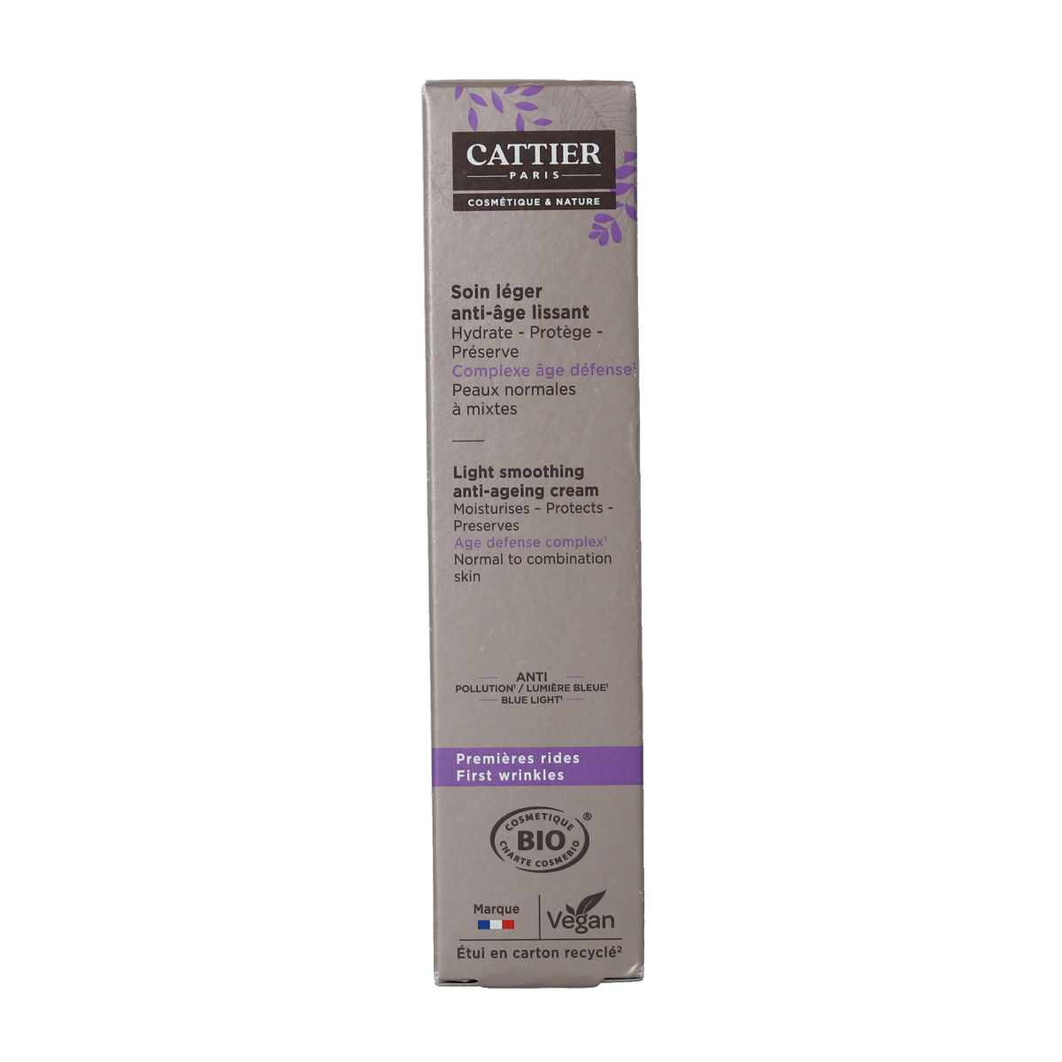 Cattier anti-rimpel gezichtsverzorging voor normale huid, 50 ml, crème in een pot met witte en groene verpakking
