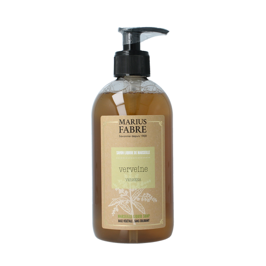 Marius Fabre Zeep verbena met pomp, 400ml, natural soap with verbena scent and pump dispenser.