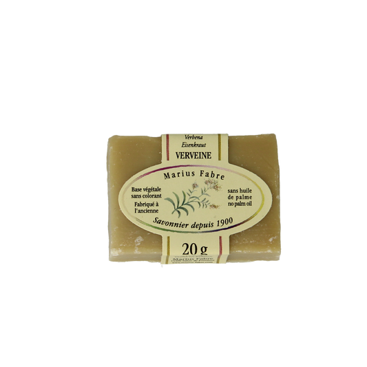 Marius Fabre Gastenzeepje verbena soap 20g with fresh verbena scent, natural soap bar in eco-friendly packaging