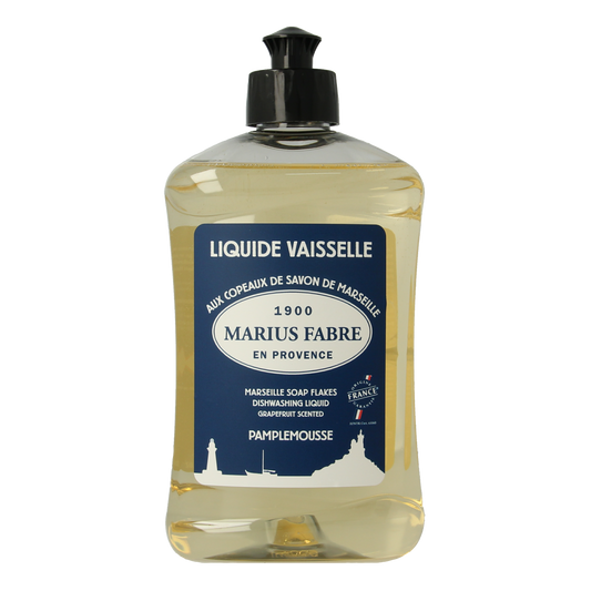 Marius Fabre Marseille grapefruit dish soap in a 500ml bottle, natural cleaning product for dishes and kitchen use.