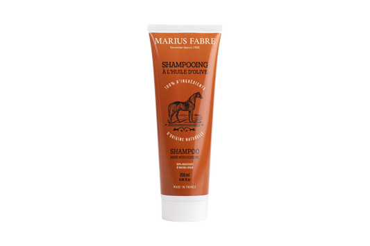 Marius Fabre Paarden shampoo with olive oil in 250ml bottle, animal grooming product for horses and pets.