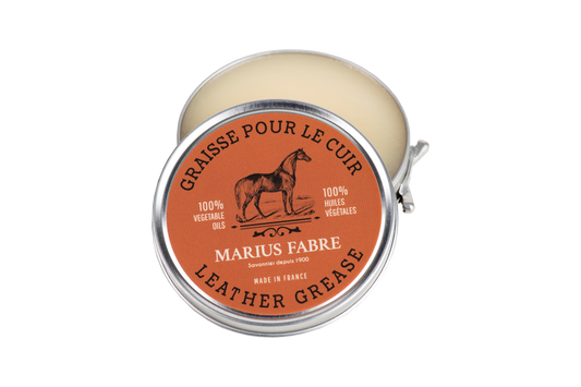 Marius Fabre Paard ledervet in blikje, 100ml, cleaning product for leather shoes and accessories with natural ingredients.