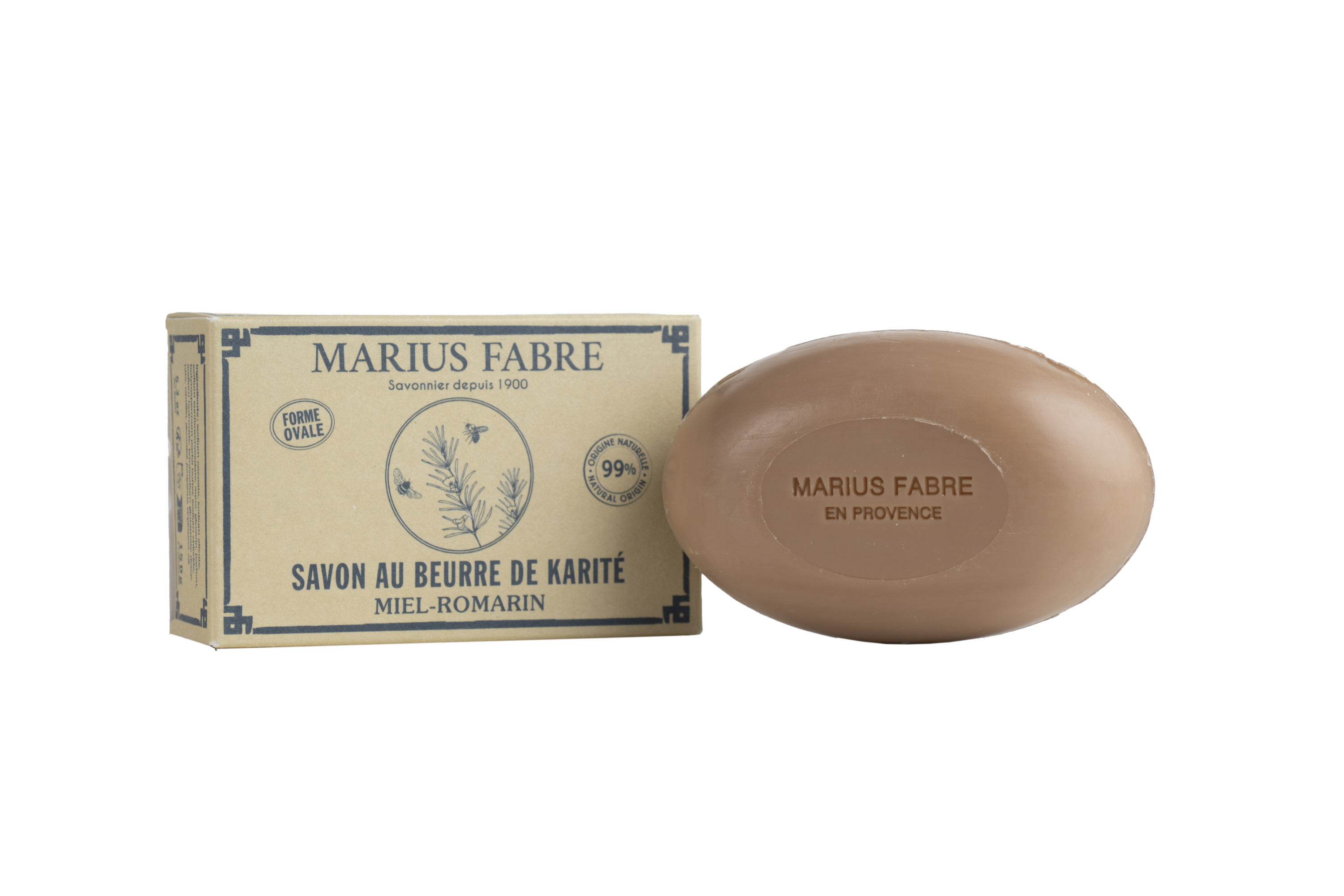 Marius Fabre Zeep ovaal honing rozemarijn in 150g oval soap bar with honey and rosemary ingredients, natural skincare product