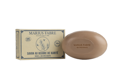 Marius Fabre Zeep ovaal honing rozemarijn in 150g oval soap bar with honey and rosemary ingredients, natural skincare product