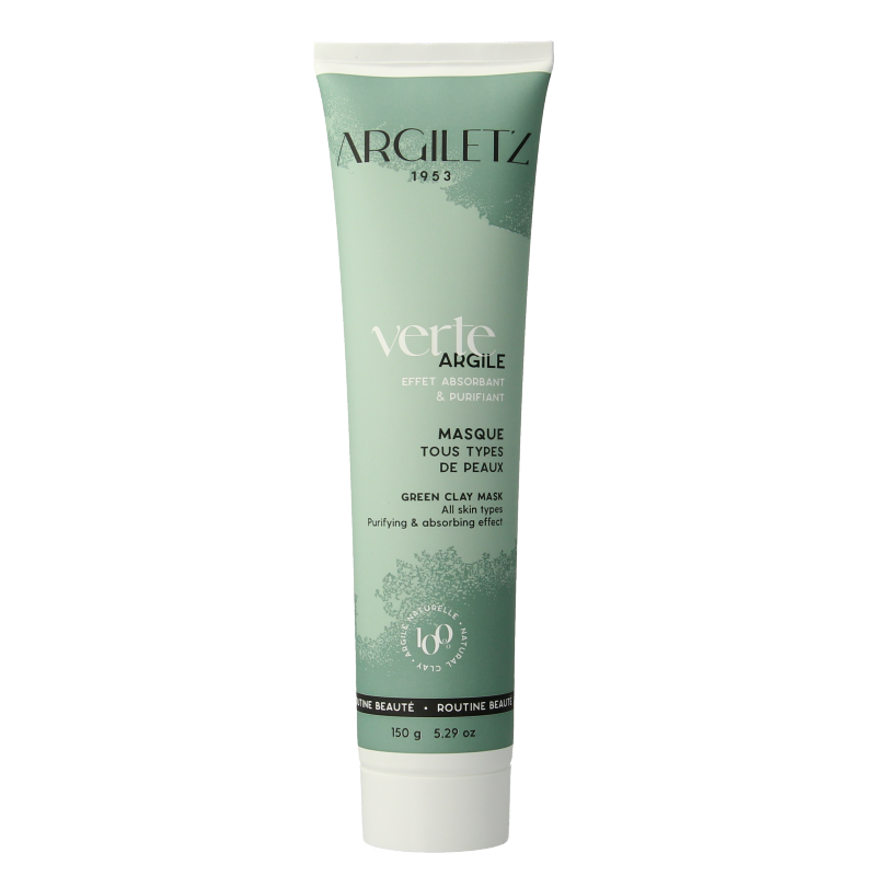 Green Argiletz clay paste tube for body care, 150 grams, natural skincare product in a green squeeze tube.