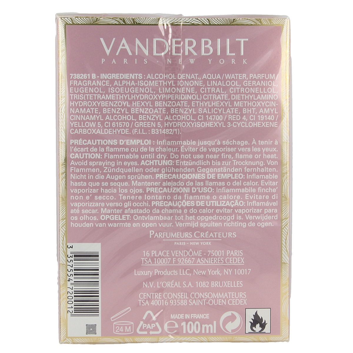 Vanderbilt Eau de Toilette vapo female 100 ml fragrance bottle