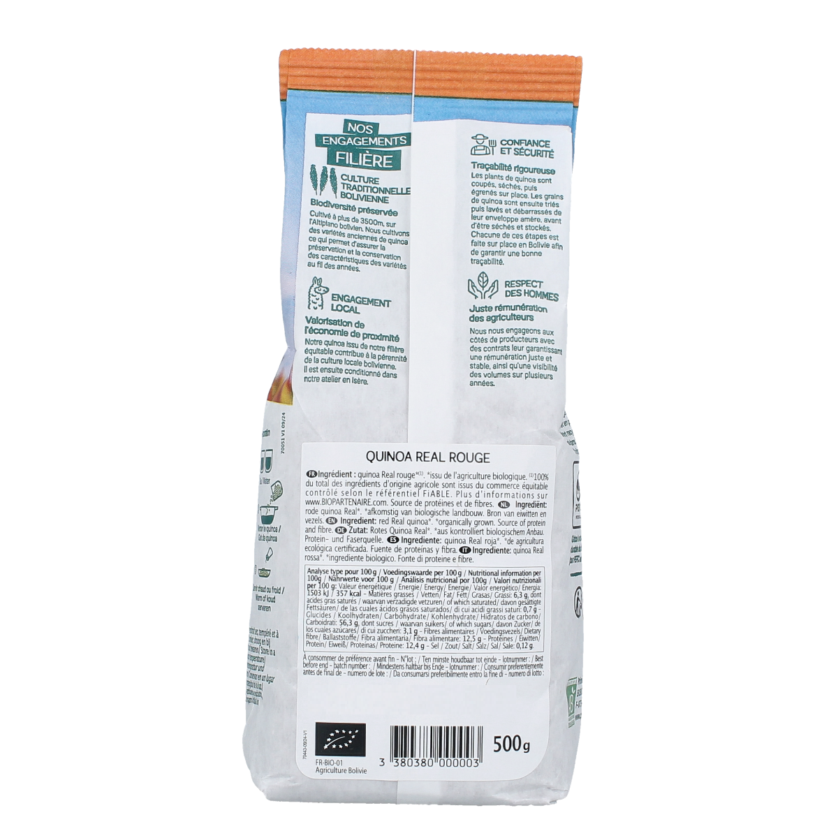 Primeal Quinoa real rood bio pasta and rice mix in 500g package, showing a clear view of the product packaging.