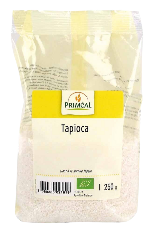 Primeal organic tapioca in 250g package, gluten-free baking mix and flour alternative for cooking and baking.