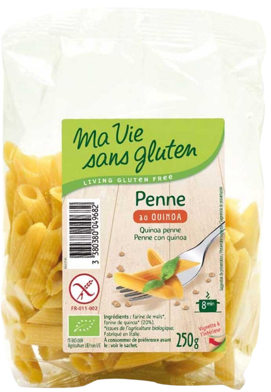 Ma Vie Sans gluten free quinoa pasta in 250g package, gluten-free organic pasta and rice product with quinoa.