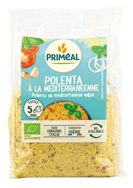 Primeal bio Mediterranean polenta in 250g package, natural grain for cooking and baking, from Primeal's organic mix selection.