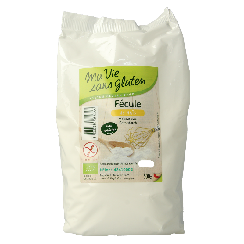 Gluten-free organic Ma Vie Sans baking mix in a 500g package, suitable for gluten-free baking and bread making.