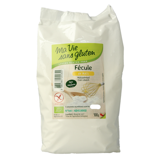 Gluten-free organic Ma Vie Sans baking mix in a 500g package, suitable for gluten-free baking and bread making.