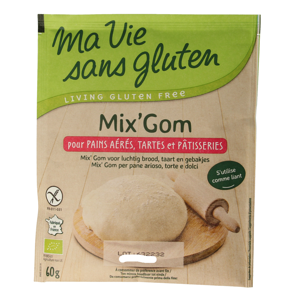 Ma Vie Sans glutenvrije brood en bakmix gom voor sauzen en smaakmakers, 60 gram, bio en glutenvrij.