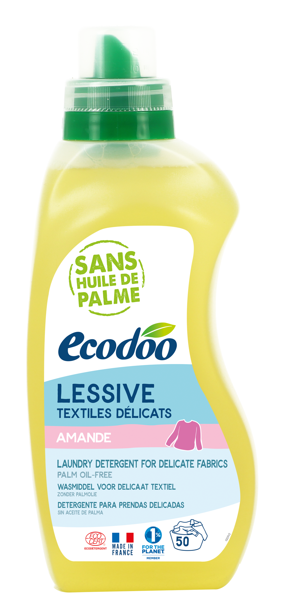 Ecodoo delicate laundry detergent in a 750ml bottle, eco-friendly bio washing liquid for gentle fabric care.