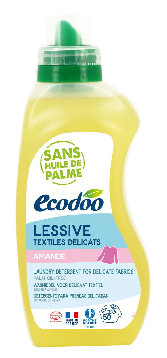 Ecodoo delicate laundry detergent in a 750ml bottle, eco-friendly bio washing liquid for gentle fabric care.