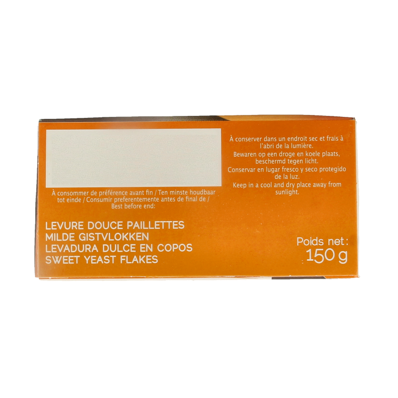 Primeal Milde gistvlokken 150g, raw superfood flakes with mild flavor, shown in the image.