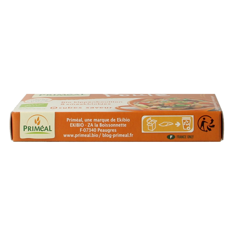 Primeal organic chicken broth cubes, 10g each, 8-pack, natural chicken flavor for soups and broths.